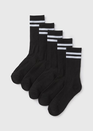 5 Pack Black Sports Socks