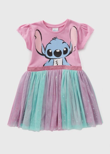 Disney Kids Pink Stitch Mesh Dress (1-7yrs)