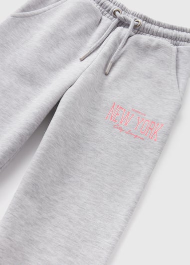 Girls Grey New York Slogan Joggers (7-15yrs)