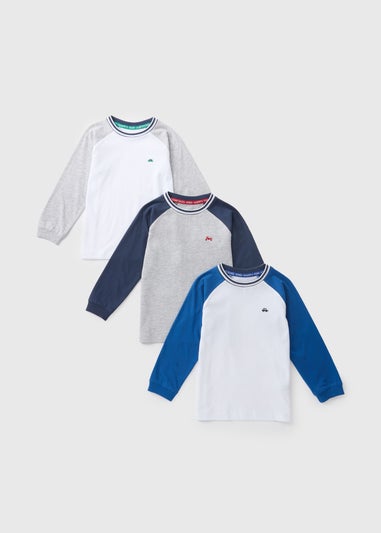 3 Pack Boys Multicolour Long Sleeve T-Shirts (1-7yrs)