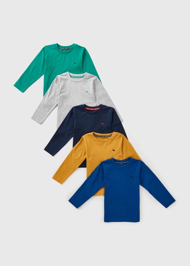 5 Pack Boys Navy Long Sleeve T-Shirts (1-7yrs)