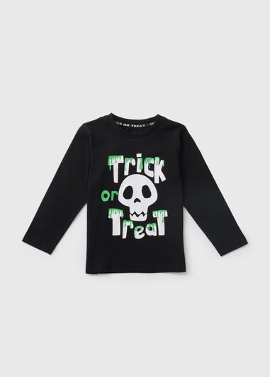 Boys Black Trick Or Treat Halloween T-Shirt (1-7yrs)