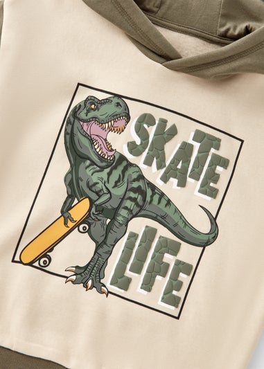 Boys Cream Dinosaur Print Hoodie