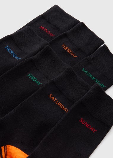 7 Pack Black Days Of The Week Socks