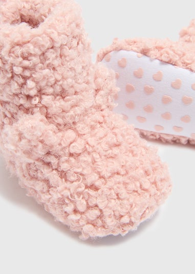 Baby Pink Soft Sole Borg Boots (Newborn-18mths)