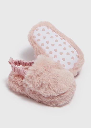 Baby Pink Fur Slippers (Newborn-18mths)