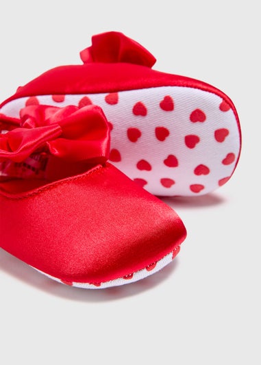 Baby Red Bow Strap Ballet Soft Sole Shoes (6-18mths)