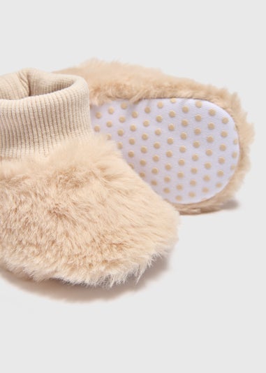 Baby Beige Faux Fur Sock Boots (Newborn-18mths)