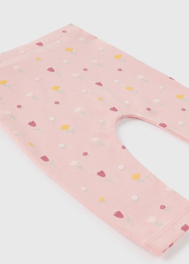 Baby Pink Floral Leggings (Newborn-23mths)