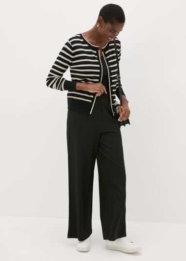 Et Vous White Stripe Button Through Cardigan