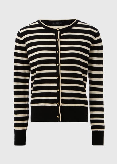 Et Vous White Stripe Button Through Cardigan