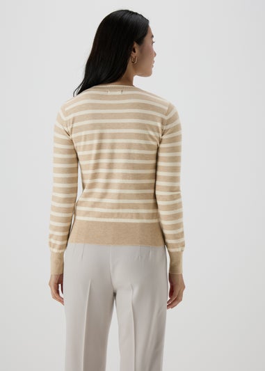 Et Vous White Stripe Button Through Cardigan