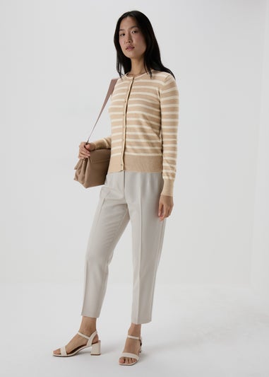 Et Vous White Stripe Button Through Cardigan