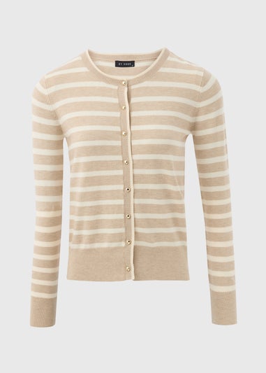 Et Vous Beige Stripe Button Through Cardigan