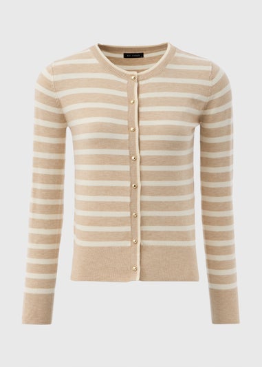 Et Vous Beige Stripe Button Through Cardigan