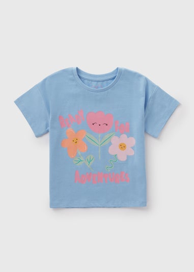 Girls Blue Flower T-Shirt (1-7yrs)