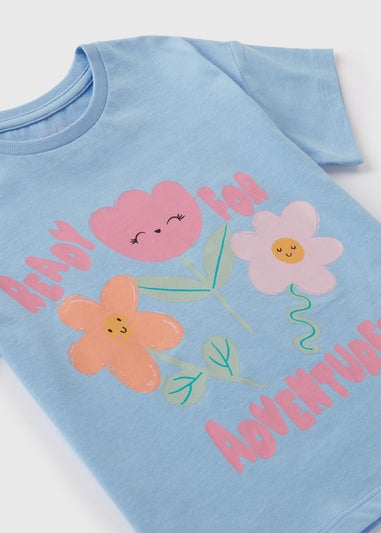 Girls Blue Flower T-Shirt (1-7yrs)