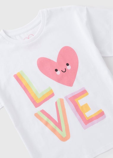 Girls White LOVE T-Shirt (1-7yrs)