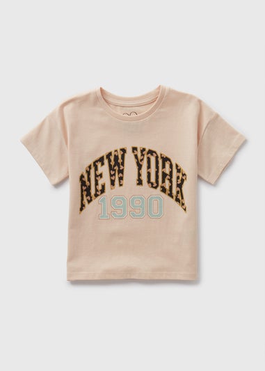 Girls Beige NEW YORK T-Shirt (1-7yrs)