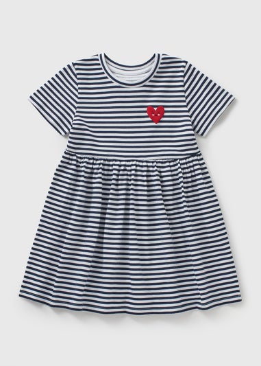 Girls White Striped Dress (1-7yrs)