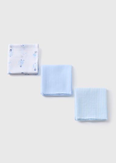 3 Pack Baby Blue Muslin Cloths