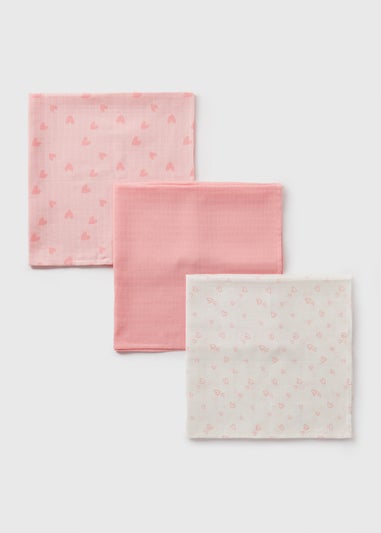 3 Pack Baby Pink Muslin Squares