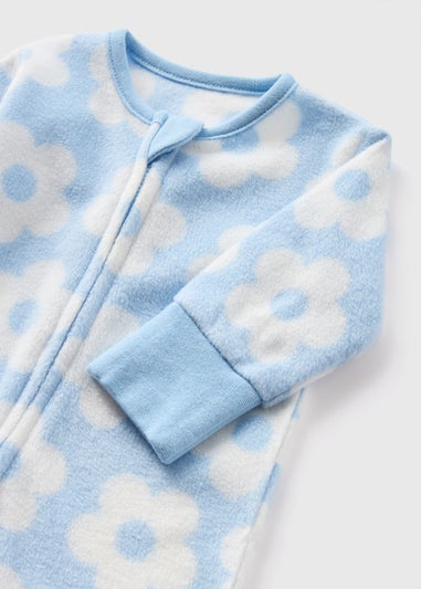 Baby Blue Flower Fleece Sleepsuit (Newborn-18mths)