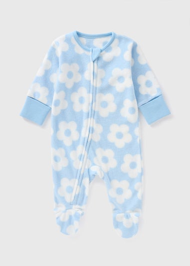 Baby Blue Flower Fleece Sleepsuit (Newborn-18mths)