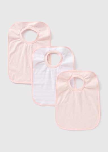 3 Pack Baby Pink Patterned Bibs