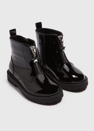 Childrens black patent boots hotsell