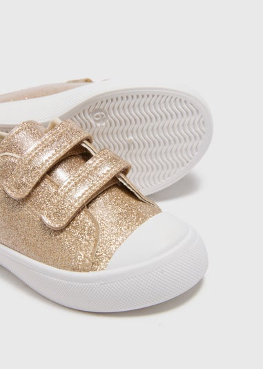 Girls Gold Glitter Canvas Trainer (Younger 4-12)