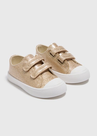 Girls Gold Glitter Canvas Trainer (Younger 4-12)