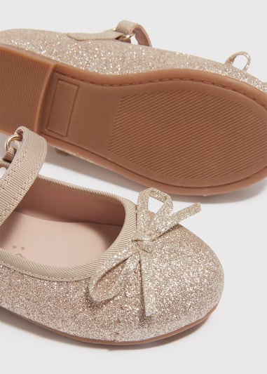 Girls Gold Glitter Ballet Shoes (Younger 4-Older 2)