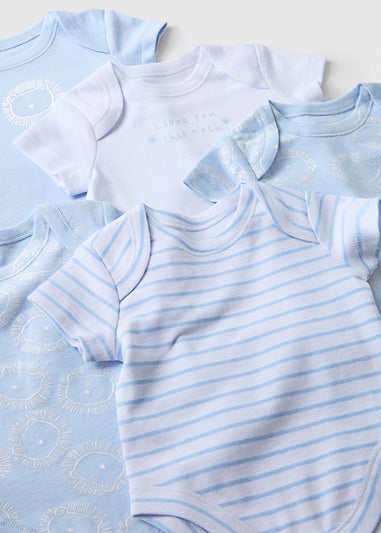 5 Pack Baby Blue Lion Bodysuits (Newborn-23mths)