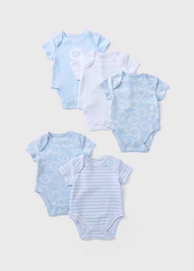 5 Pack Baby Blue Lion Bodysuits (Newborn-23mths)