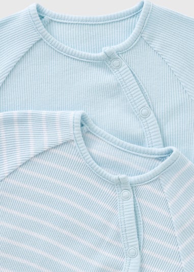 2 Pack Baby Blue Ribbed Bodysuits (Newborn-18mths)