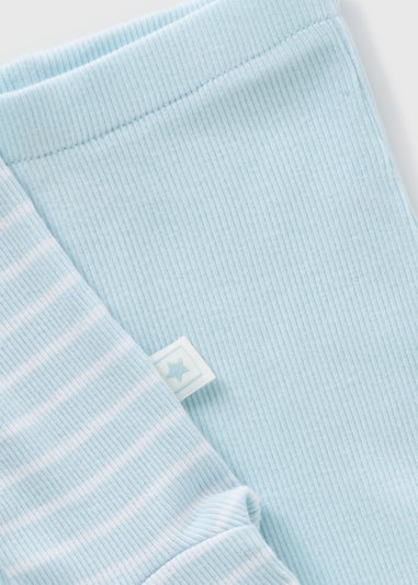 2 Pack Baby Blue Ribbed Leggings (Newborn-18mths)