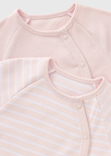 2 Pack Baby Pink Ribbed Bodysuits (Newborn-18mths)