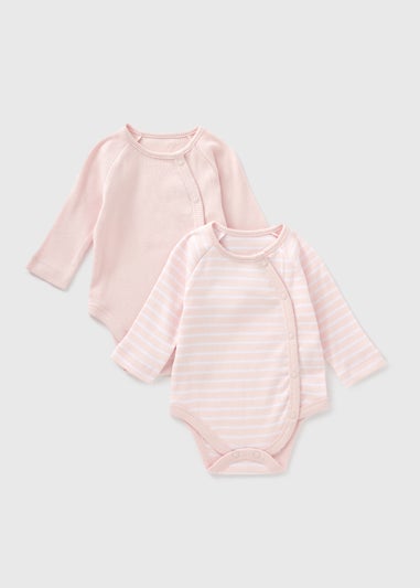 2 Pack Baby Pink Ribbed Bodysuits (Newborn-18mths)