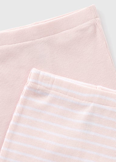 2 Pack Baby Pink Ribbed Leggings (Newborn-18mths)