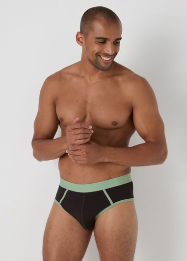 4 Pack Black Multicolour Waistband Briefs