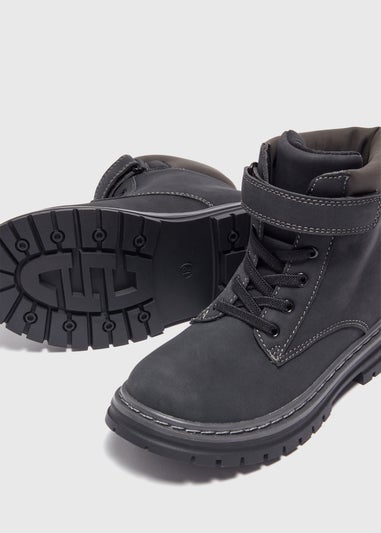 Boys Black Hiker Boots (Younger 10-Older 6)