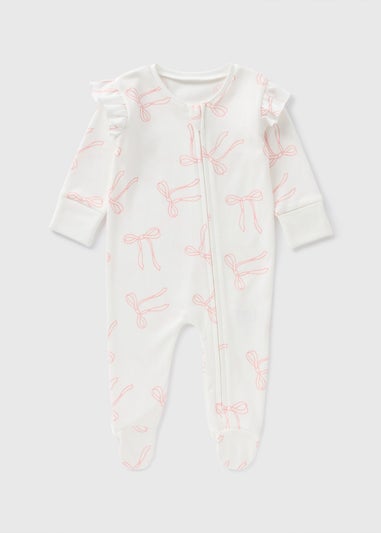 Baby Cream Bow Sleepsuit (Newborn-18mths)