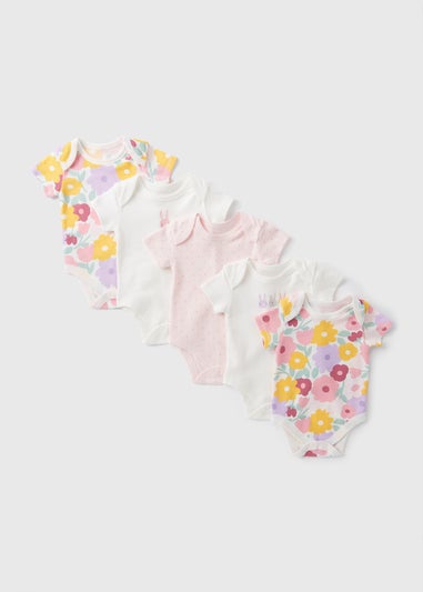 5 Pack Baby Cream Bunny Bodysuits (Newborn-23mths)