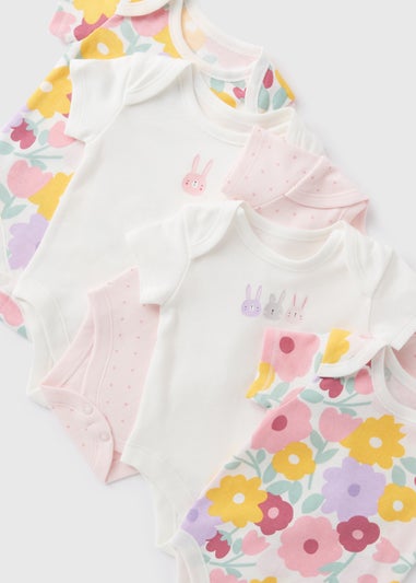 5 Pack Baby Cream Bunny Bodysuits (Newborn-23mths)