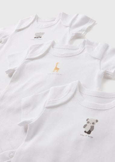 5 Pack Baby White Animal Bodysuits (Newborn-23mths)