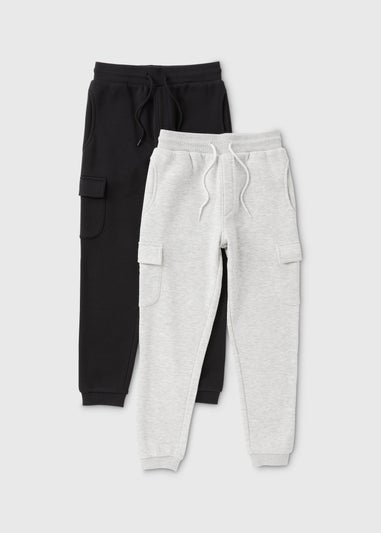 2 Pack Boys Black/Grey Jogging Bottoms (7-15yrs)