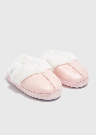 Girls Pink Snug Mule Slippers (Younger 4-12)