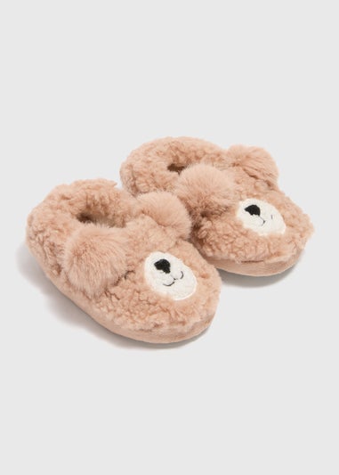 Boys Brown Bear A Line Slippers (Younger 4-12)