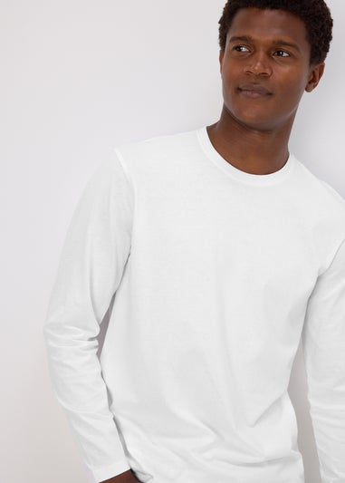 White Essential Crew Neck Long Sleeve T-Shirt